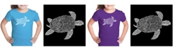 LA Pop Art Girl's Word Art T-Shirt - Turtle